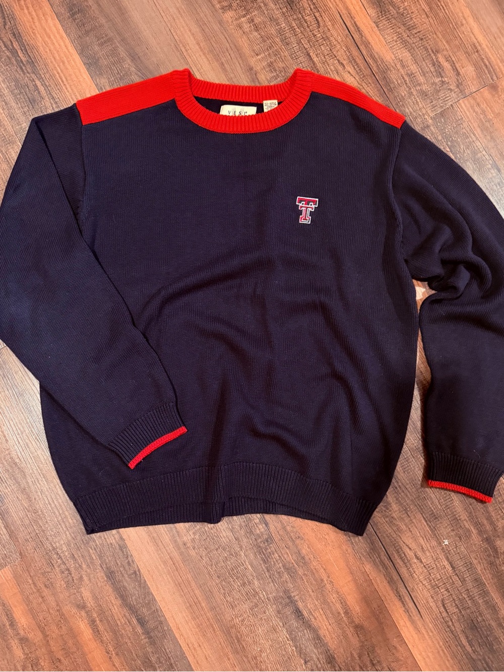 Vintage Texas Tech Red Raiders Double T Knit Sweater XXL Black Red Collegiate
